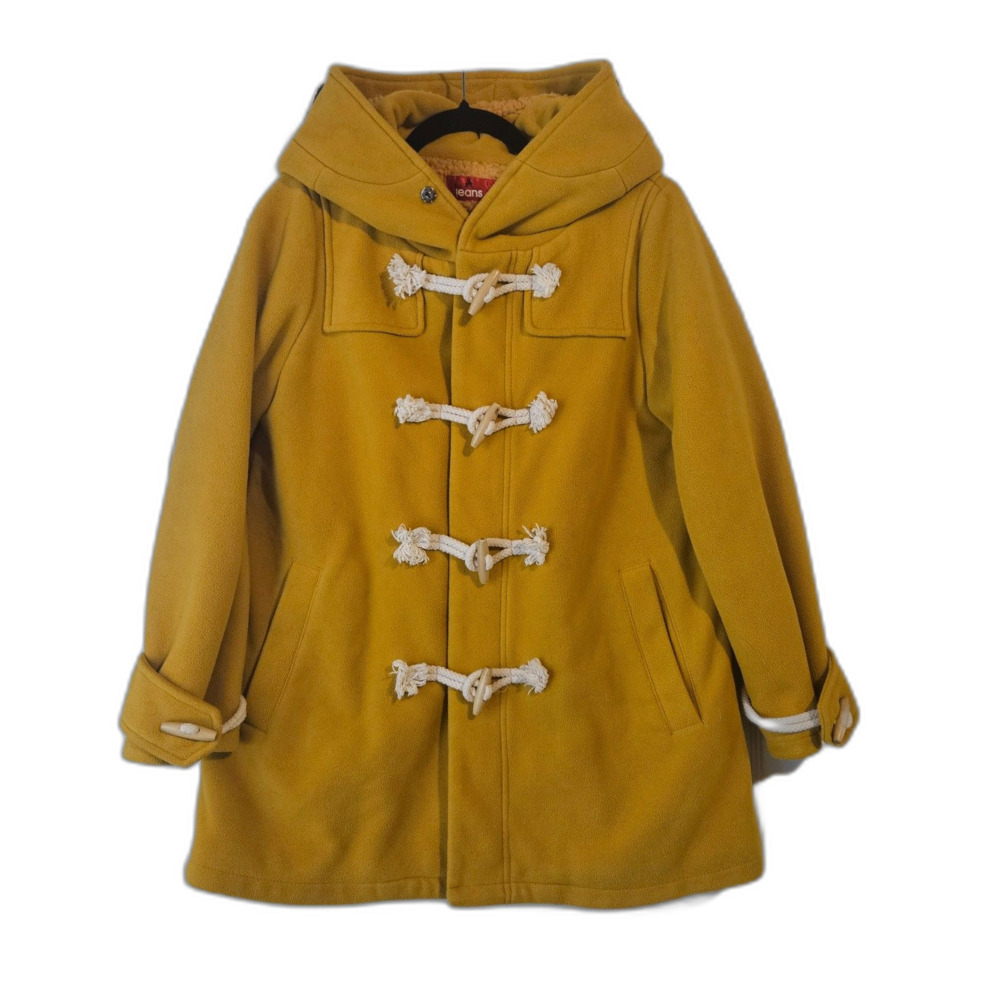 b+ab Jeans Yellow Pea Coat Sz 38 or us S $411 Iconic Star Jacket Sherpa Lined